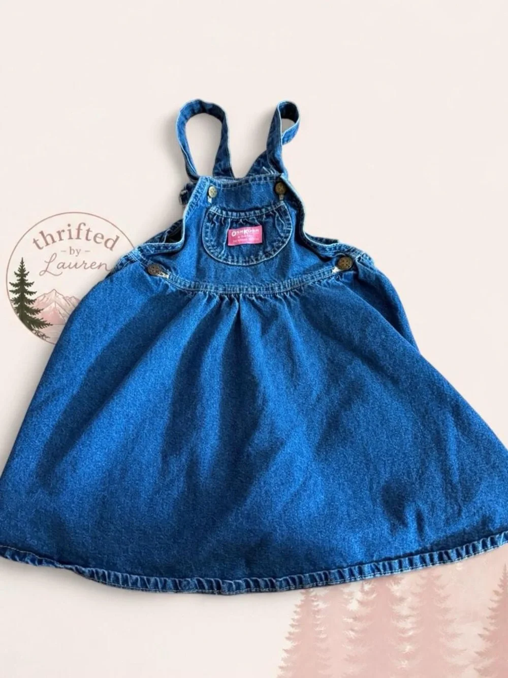 Vintage OshKosh B’gosh Denim Jumper Dress Girls Size 6X Blue